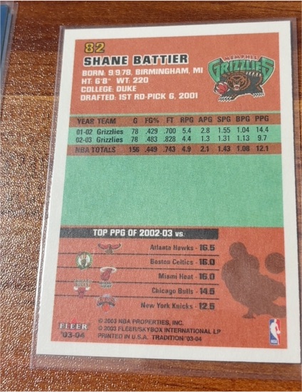 2003-04 Fleer #82 Shane Battier — front
