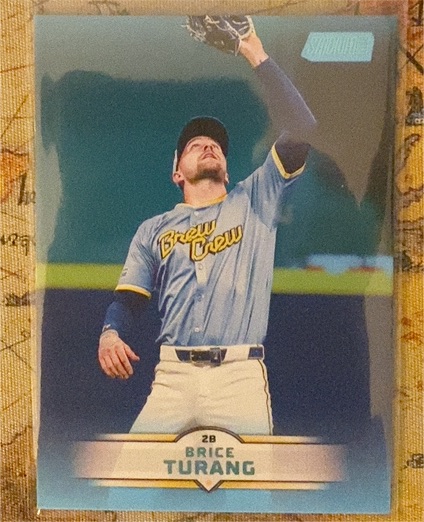 2025 Topps Stadium Club #193 Brice Turang Light Blue Parallel Milwaukee Brewers — front