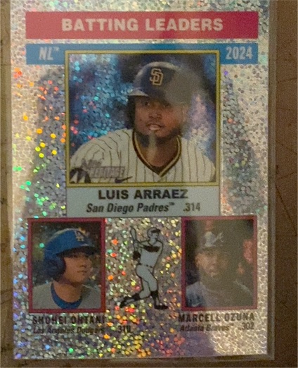 2025 Topps Heritage #191 Luis Arraez NL Batting Leaders Silver Sparkle Chrome — front