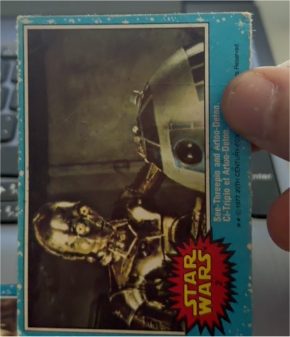 1977 Topps Star Wars Series 1 Blue #2 C-3PO and R2-D2 — front