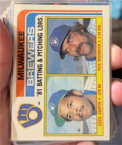 1982 Topps #703 Milwaukee Brewers Leaders Cecil Cooper & Pete Vuckovich — front