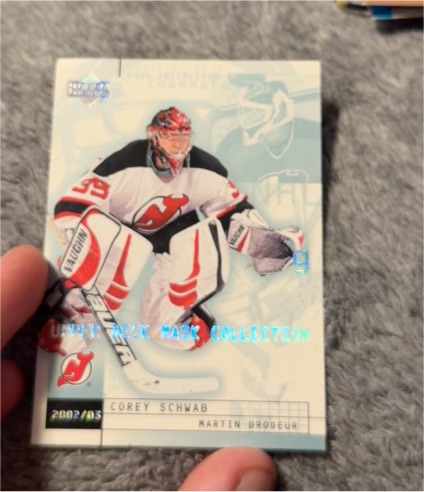 2002-03 Upper Deck Mask Collection #50 Corey Schwab Martin Brodeur — front