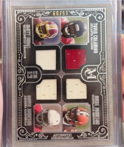 2015 Topps Museum Collection Quad Jersey #QRCJJJ Tevin Coleman/Julio Jones/Roddy White/Matt Ryan — front