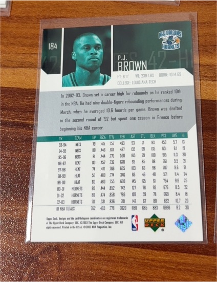 2002-03 Upper Deck #184 P.J. Brown — front