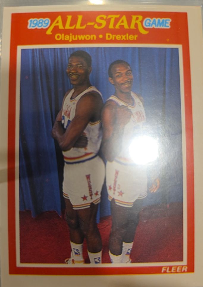 1989-90 Fleer #164 Akeem Olajuwon / Clyde Drexler All-Star Game — front