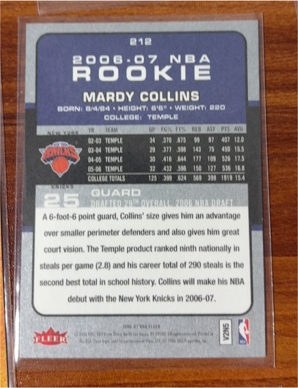 2006-07 Fleer #212 Mardy Collins Rookie — front