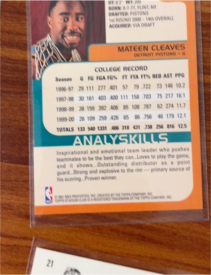 2000-01 Hoops #G Mateen Cleaves — front