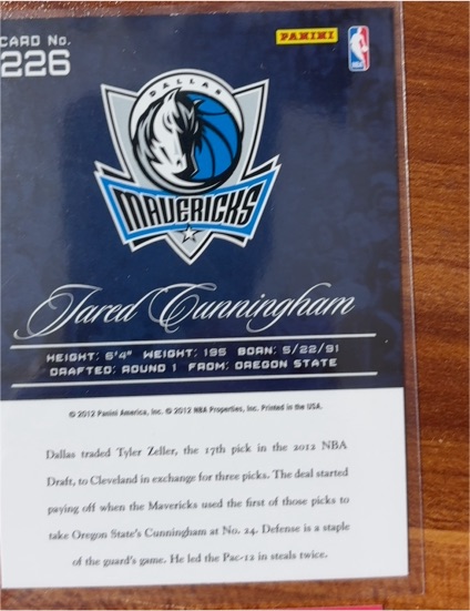 2012 Panini #226 Jared Cunningham — front