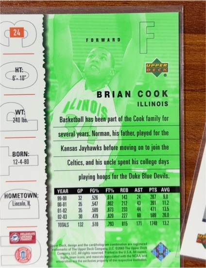 2003 Upper Deck #24 Brian Cook — front