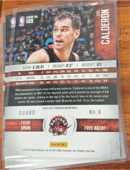 2012-13 Panini Threads #135 Jose Calderon — front