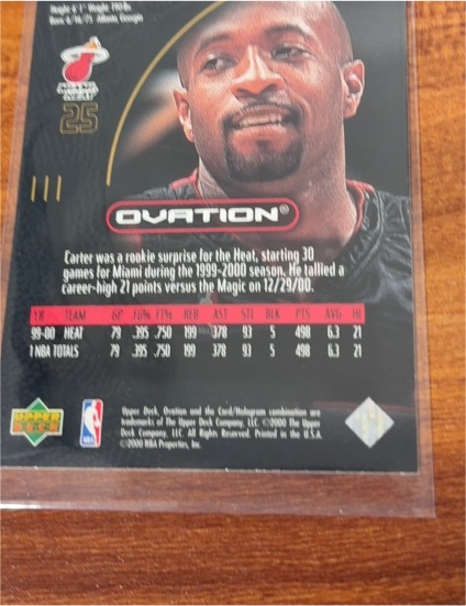 1999-00 Upper Deck Ovation #53 Vince Carter — front