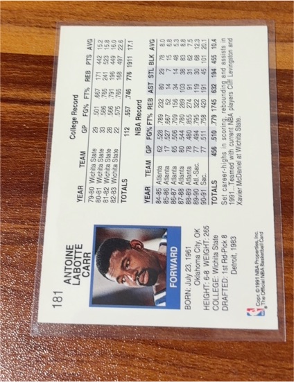 1991-92 Fleer #174 Antoine Carr — front