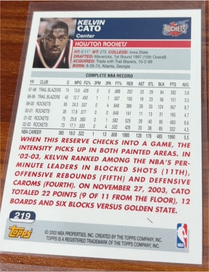 1999 Topps #219 Kelvin Cato — front
