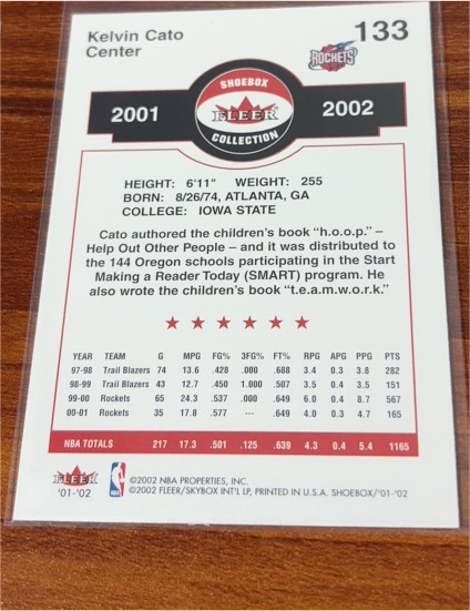 2001 Fleer Shoebox #133 Kelvin Cato — front