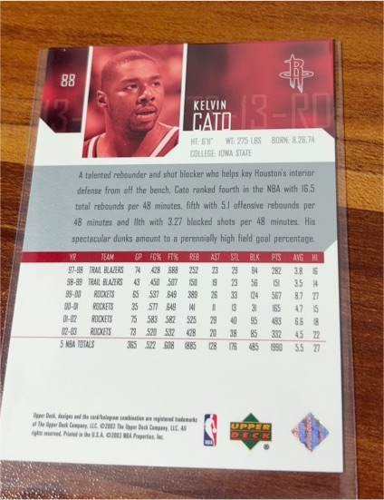 2002-03 Upper Deck #88 Kelvin Cato — front