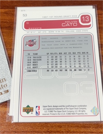 2000-01 Upper Deck #53 Kelvin Cato — front