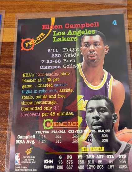 1994 Topps Stadium Club #4 Elden Campbell — front