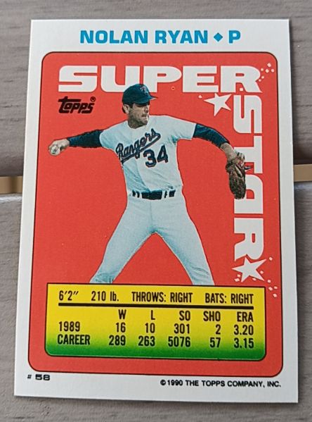 1990 Topps Super Star #58 Nolan Ryan — front