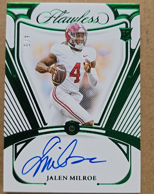 2025 Panini Flawless #4/15 Jalen Milroe Emerald Auto — front