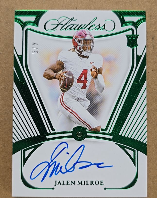 2025 Panini Flawless #4/5 Jalen Milroe Emerald Auto — front