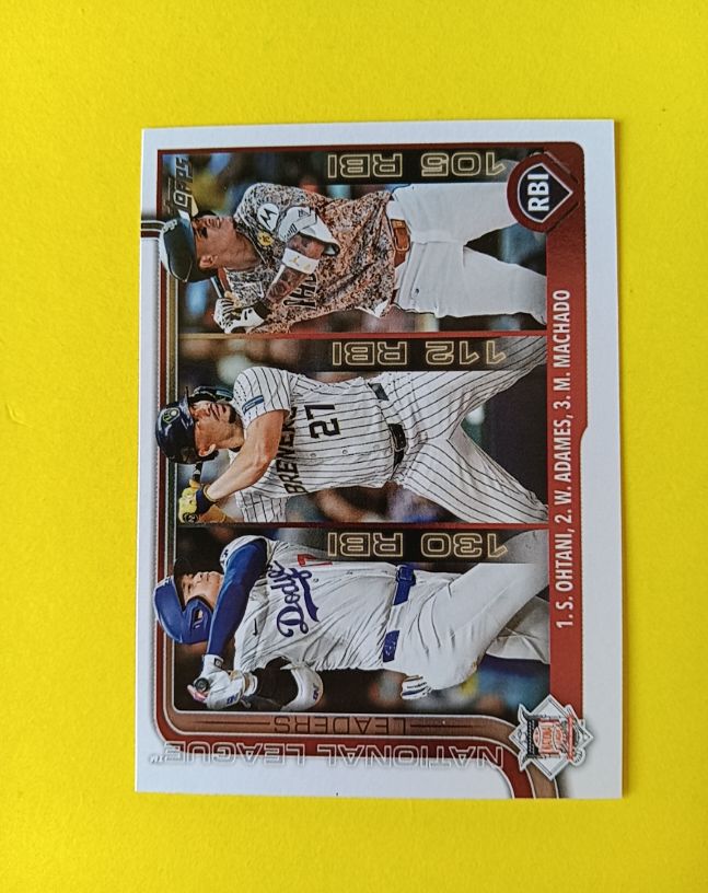2025 Topps Series 1 #86 National League RBI Leaders Shohei Ohtani / Willy Adames / Manny Machado — front