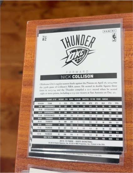 2014-15 Panini Hoops #82 Nick Collison — front