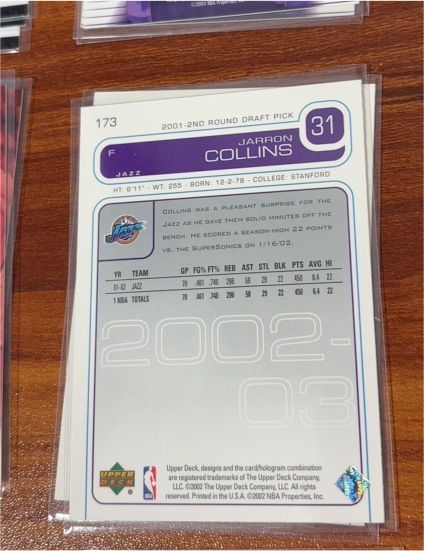 2001-02 Upper Deck #173 Jarron Collins — front
