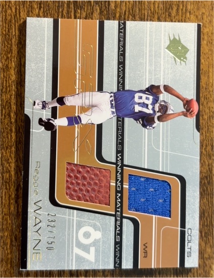 2001 SPx Winning Materials #WM-WA Reggie Wayne — front