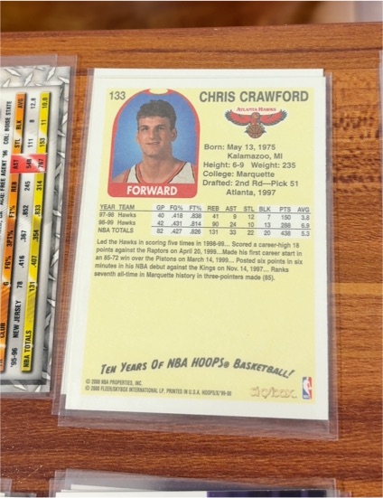 1999-00 Skybox NBA Hoops Decade #133 Chris Crawford — front
