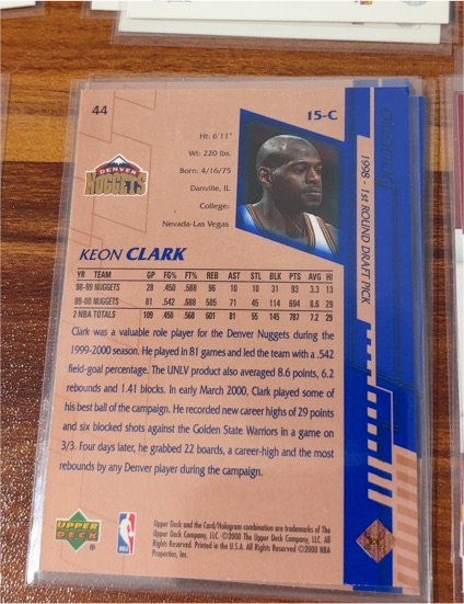 1998 Upper Deck #15-C Keon Clark — front