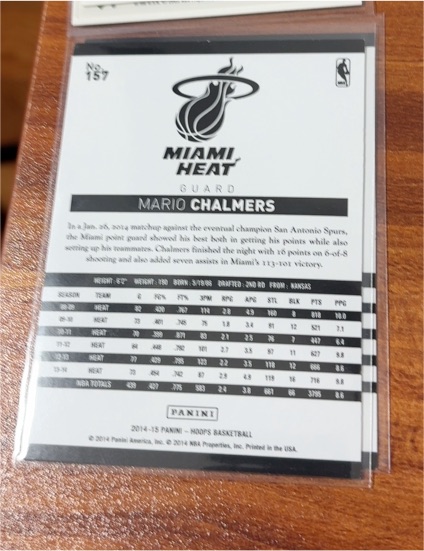 2014-15 Panini Hoops #157 Mario Chalmers — front