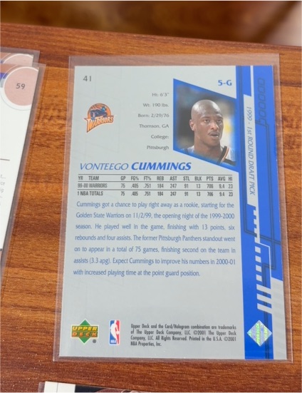 1999-00 Upper Deck #175 Vonteego Cummings — front