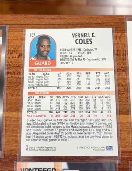 1991-92 Fleer #106 Vernell Coles — front