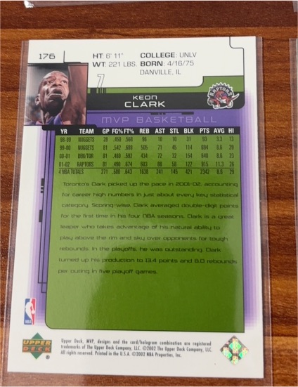 2002 Upper Deck MVP #176 Keon Clark — front