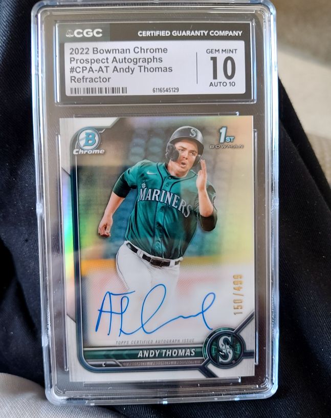 2022 Bowman Chrome Prospect Autographs #CPA-AT Andy Thomas Refractor — front