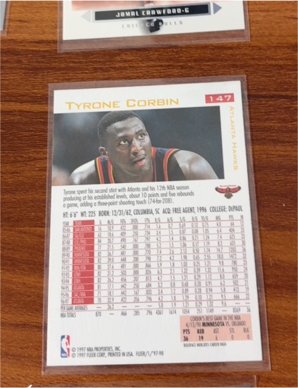 1997 Fleer #147 Tyrone Corbin — front