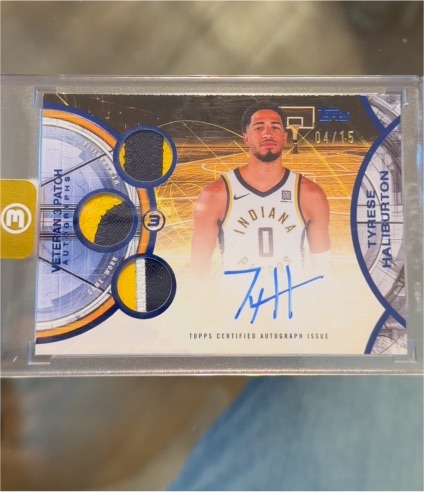 2025 Topps 3 Triple Patch Autograph #3 Tyrese Haliburton — front
