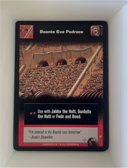 1999 Decipher Star Wars Young Jedi CCG #123 Boonta Eve Podrace — front