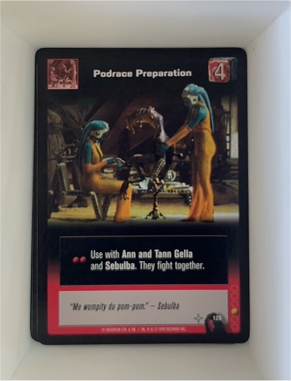 1999 Star Wars Young Jedi #128 Podrace Preparation Sebulba — front