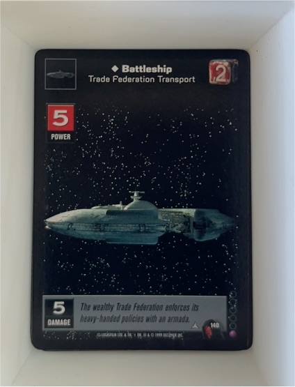 1999 Star Wars Young Jedi CCG #140 Battleship Trade Federation Transport — front