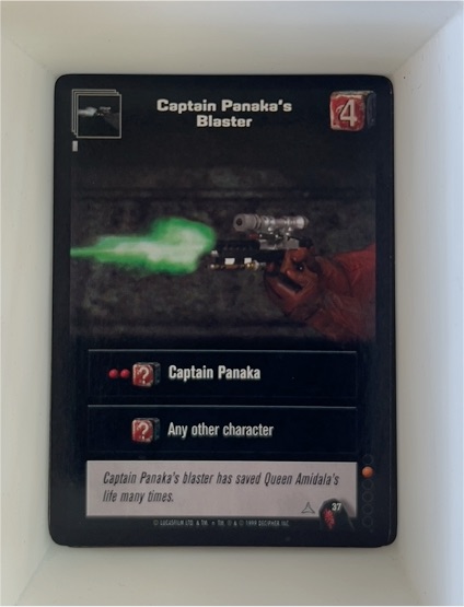 1999 Star Wars Young Jedi #37 Captain Panaka's Blaster — front