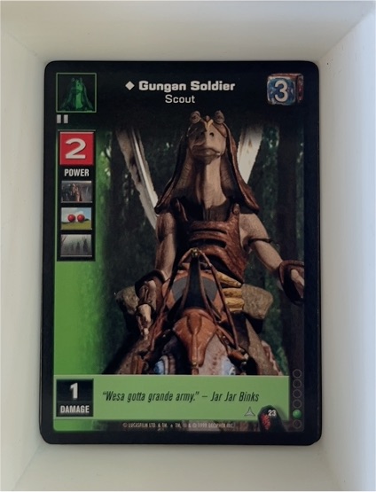 1999 Young Jedi Collectible Card Game Gungan Soldier Scout #23 — front