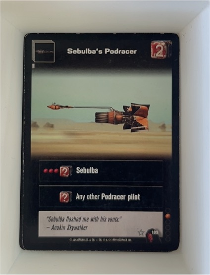 1999 Star Wars Young Jedi CCG #109 Sebulba's Podracer — front