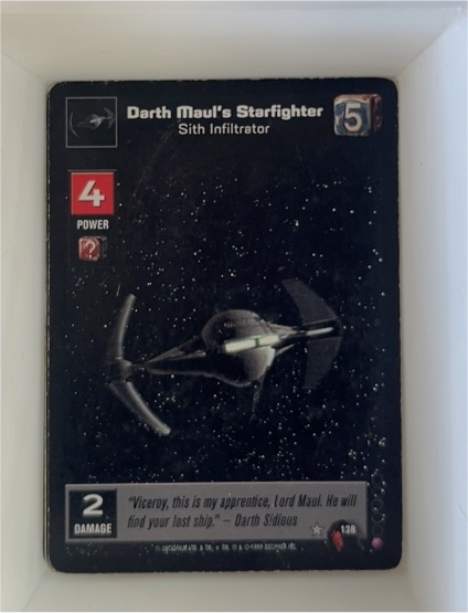 1999 Star Wars Young Jedi CCG #138 Darth Maul's Starfighter Sith Infiltrator — front