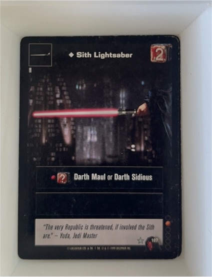 1999 Decipher Star Wars Young Jedi CCG #107 Sith Lightsaber — front