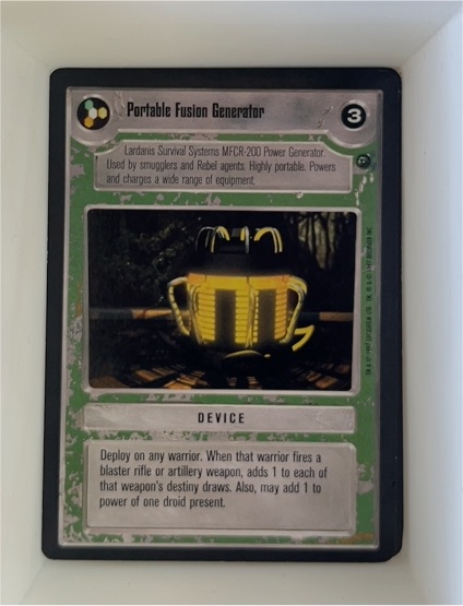 1997 Star Wars CCG Dagobah Portable Fusion Generator — front