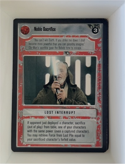 1995 Decipher Star Wars CCG Premiere Unlimited White Border Noble Sacrifice — front