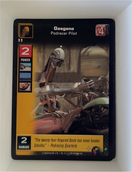 1999 Decipher Young Jedi #81 Gasgano Podracer Pilot — front