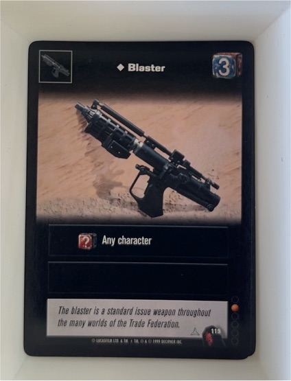 1999 Star Wars Young Jedi CCG #119 Blaster — front
