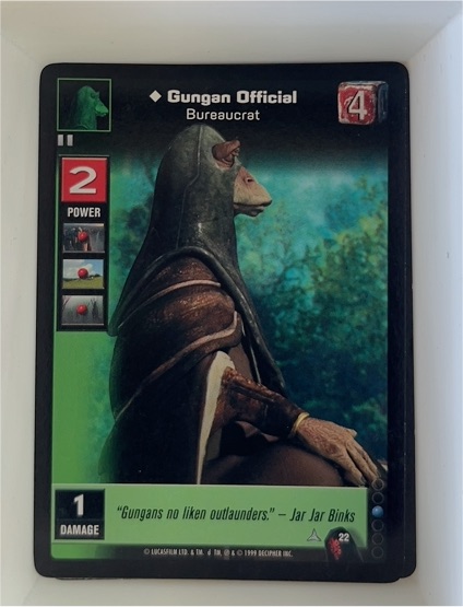 1999 Decipher Young Jedi CCG #22 Gungan Official Bureaucrat — front